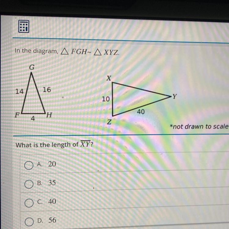 In the diagram, AFGH-AXYZ. G X 14 16 10 Y H 40 4 Z *not drawn to scale What is the-example-1