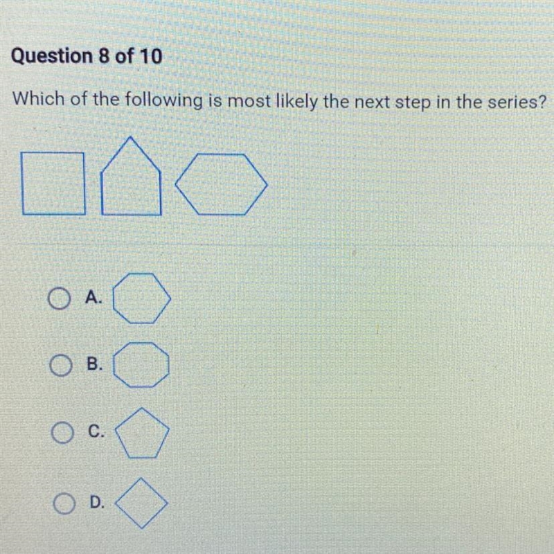 Which of the following is most likely the next step in the series?-example-1