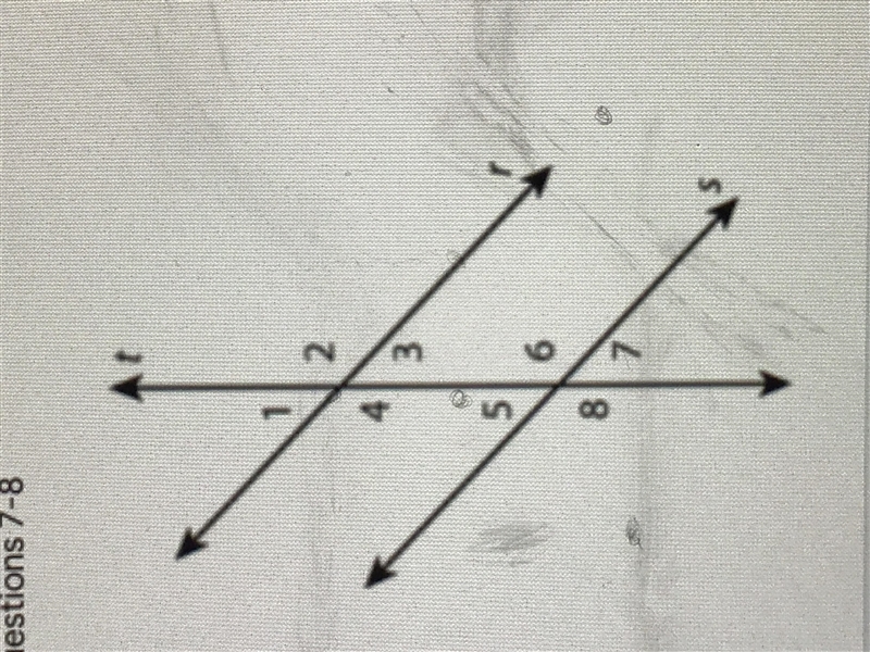 If lines r and s are parallel, what would be the measurement of angle 6 if angle 1 was-example-1