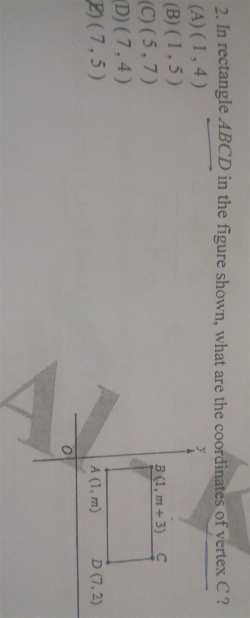 In a rectangle ABCD in the figure shown ,what are the coordinates of vertex c note-example-1