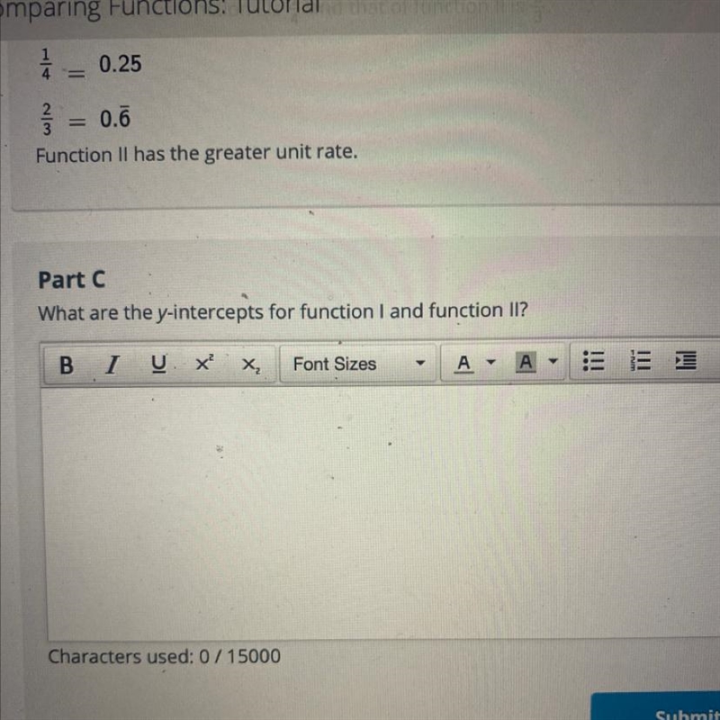 Part C What are the y-intercepts for function I and function Il?-example-1