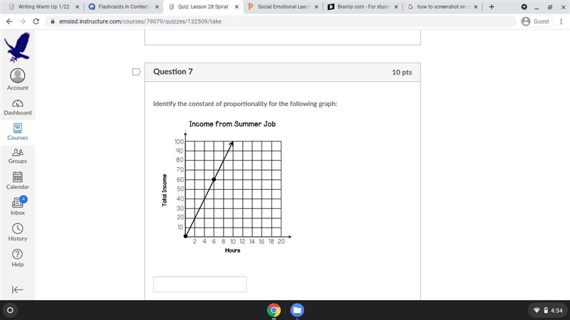 Identify the constant of proportionality for the following graph:-example-1