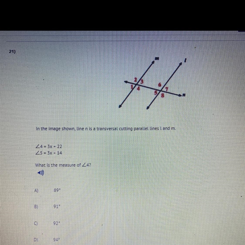 PLEASE HELP GEOMETRY!!!!!!!! DUE TODAY What is the measure of-example-1