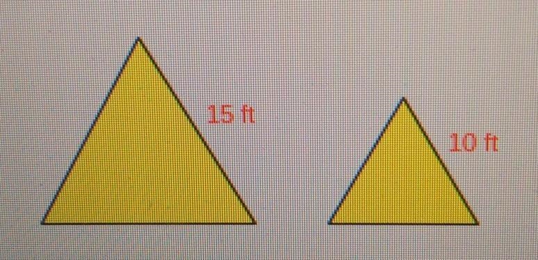 The pair of figures to the right are similar. The area of one figure is given. Find-example-1