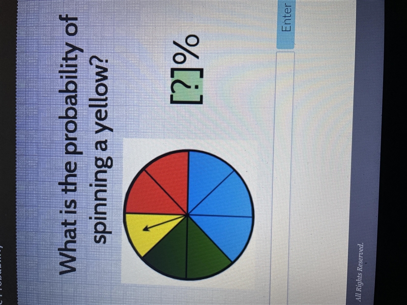 What is the probability of spinning a yellow?-example-1