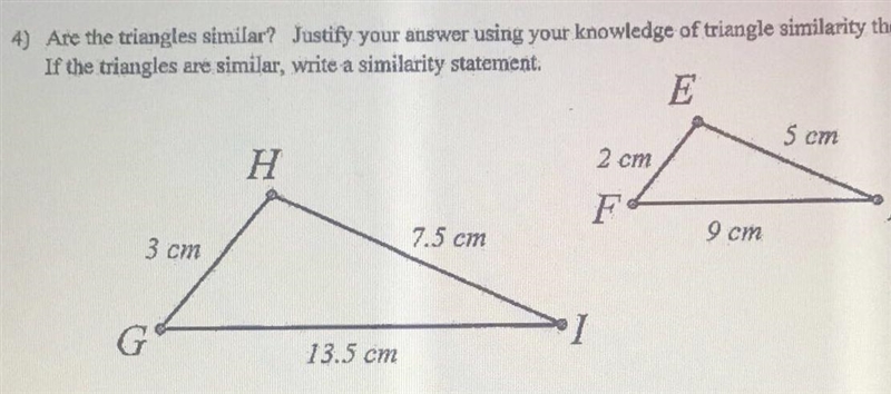 Are the angles similar justify?-example-1