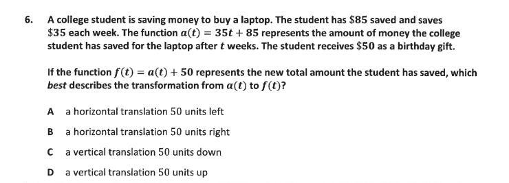 A college student is saving money to buy a laptop. the student has $85 saved and saves-example-1