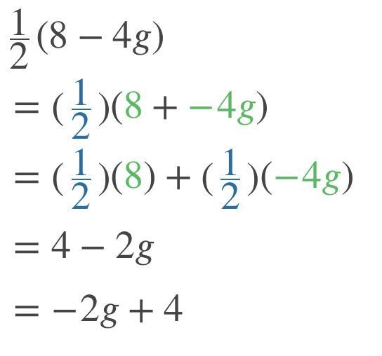 Simplify 1/2(8-4g) pls help me-example-1