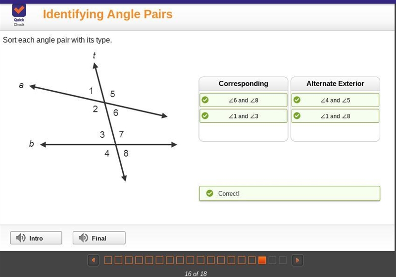 Identifying Angle Pairs Sort each angle pair with its type. 26 and 28 21 and 23 24 and-example-1