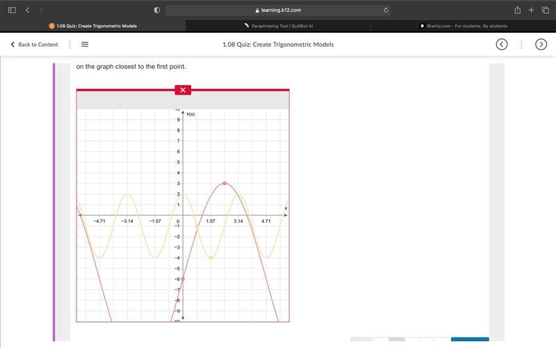 Graph ​h(x)=3cos(2x)−1​. Use 3.14 for π.-example-1