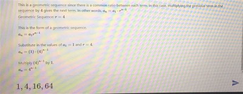 Create the formula for the geometric sequence: 1, 4, 16, 64...-example-1