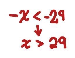 I need to simplify this −x<−29-example-1