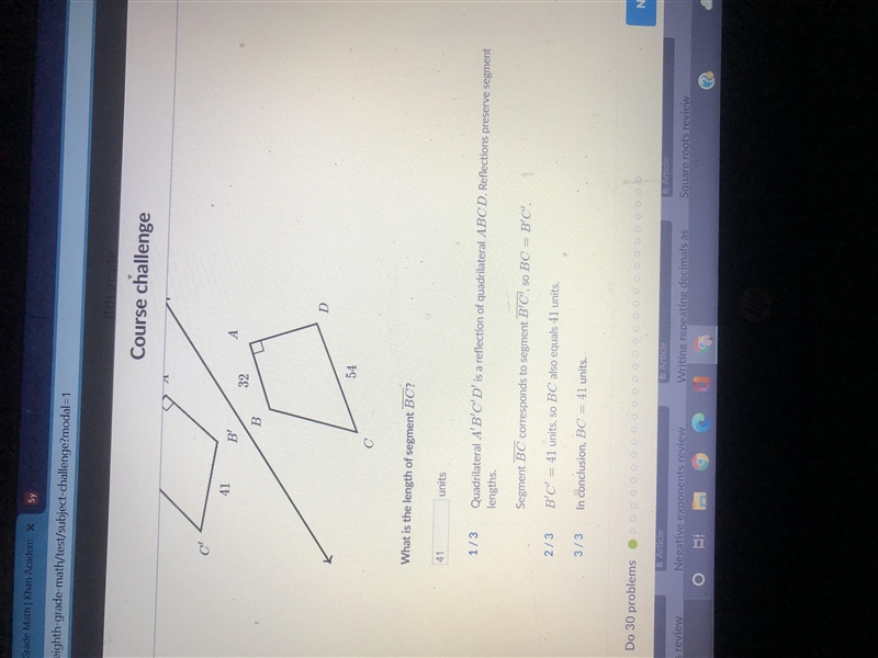 Quadrilateral ABCDABCDA, B, C, D is reflected across line mmm to create quadrilateral-example-1