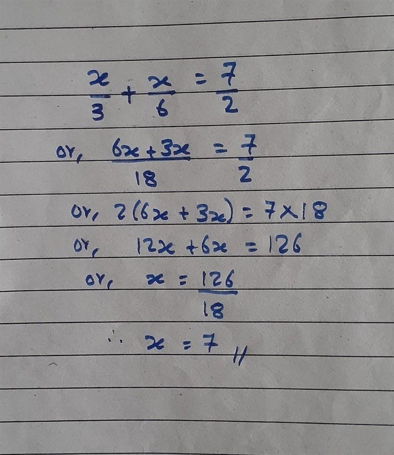 Х What is the solution to the equation 3+ 6 + 2? 3 X = 2 7 X = 3 x= 3 x = 7 Please-example-1