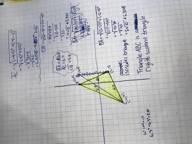 Classify by sides work conclusion triangle ABC is a(n)_________ Classify by angles-example-1