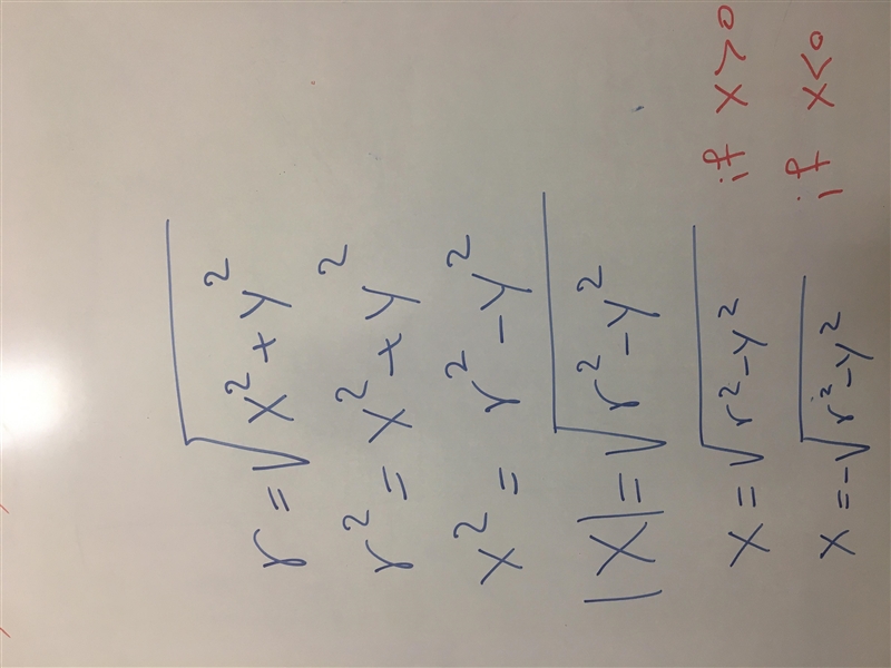 Make x the subject of the formula r=√x²+y²-example-1