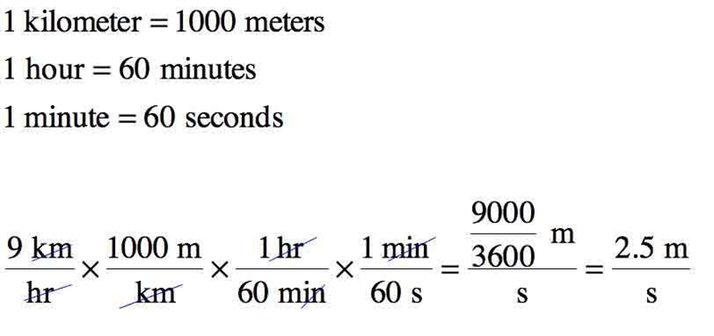 matty jogs 9 km/hr. Identify the correct conversion factor setup required to compute-example-1