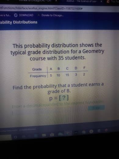 This probability distribution shows the typical grade distribution for a Geometry-example-1