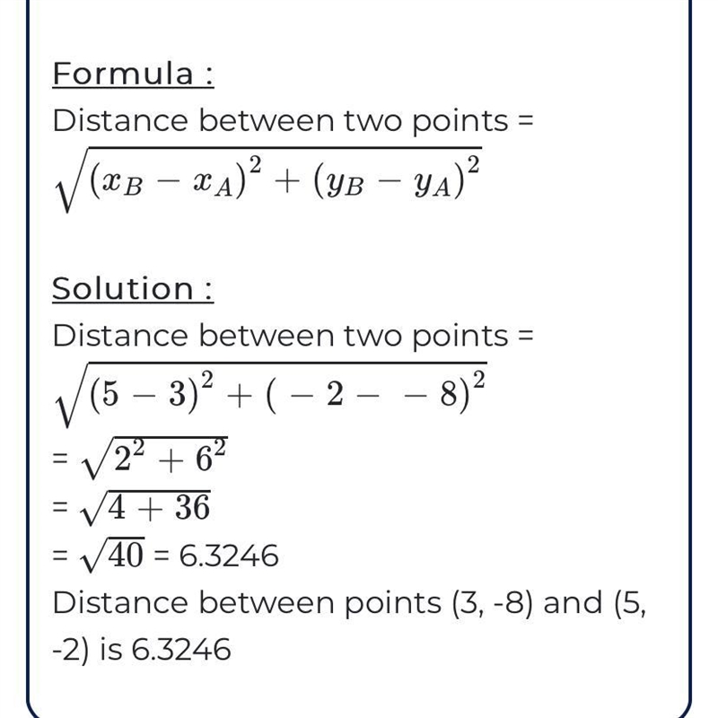 Find the length of the segment with the endpoints (3,-8) and (5,-2).-example-1