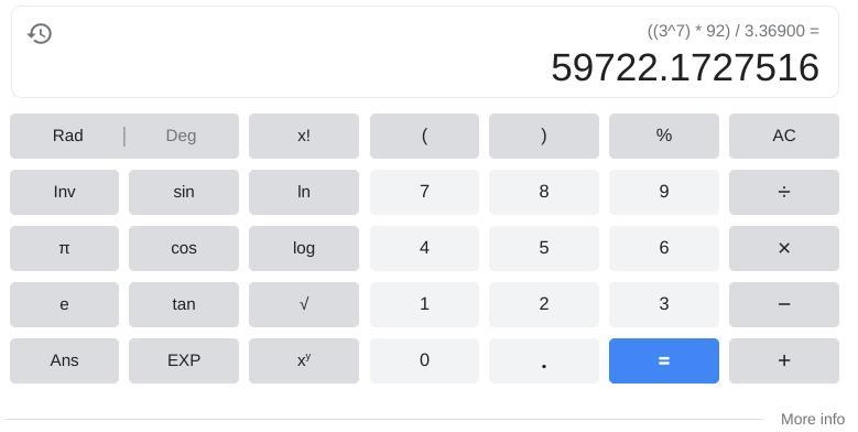 What is 3 to the power of 7 times 92 divided by 3.369 3⁷ x 92 \ 3.369=?-example-1