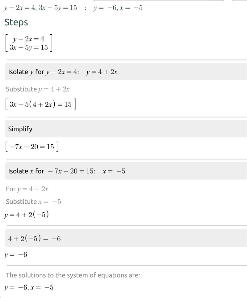 Y - 2x=4 3x -5y =15 ddddddddddd-example-1