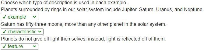 PLEASE HELP ME PLEASE!!!!!! Choose which type of description is used in each example-example-1