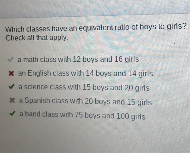 Please help! The table shows that the ratio of boys to girls at Midtown Middle School-example-1