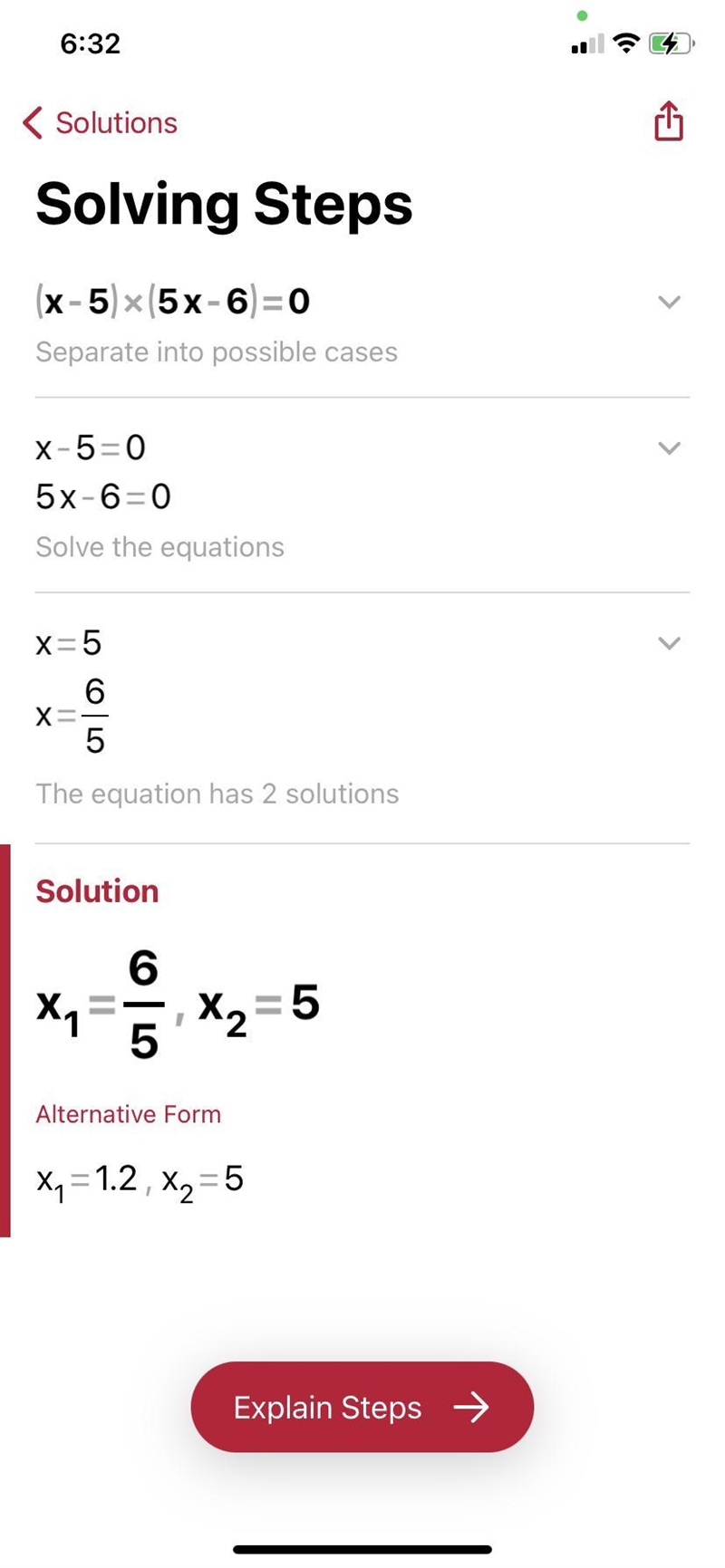 Solve the equation using the Zero-Product Property. (x - 8)(5x - 6) = 0-example-1