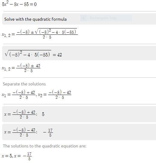 An integer is 8 less than 5 times another product is 85. find the integers ​-example-1