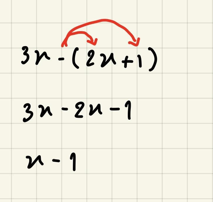 3x−(2x+1) simplify the expression-example-1