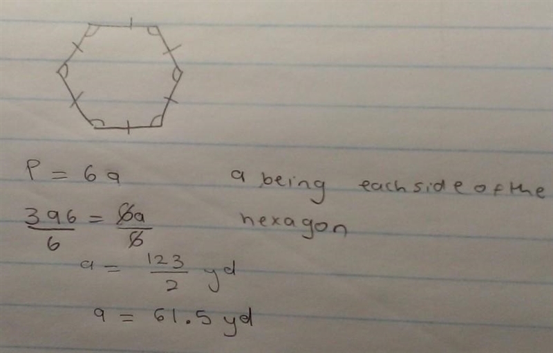 A regular hexagon is a six sided figure with all sides equal and all six angles equal-example-1