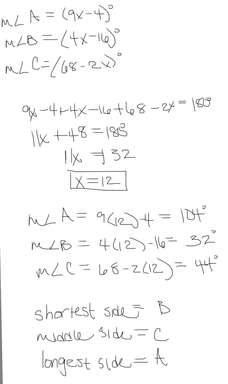 List of sides in order from shortest to longest ￼-example-1