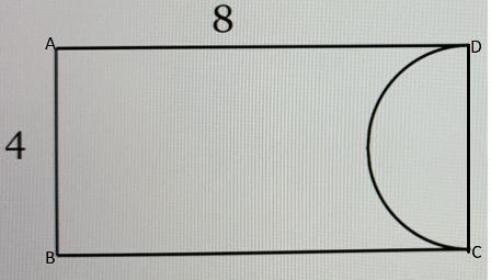 Find the Area of the figure below, composed of a rectangle with a semicircle removed-example-1