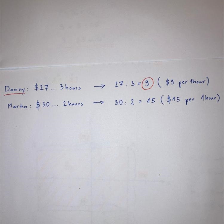 Danny charges $27 for 3 hours of swimming lessons, Martin charges $30 for 2 hours-example-1