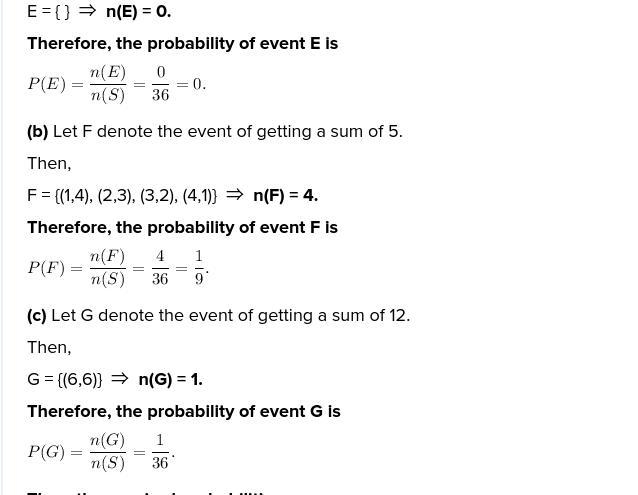 Dice Rolls: If you roll a pair of fair dice, what is the probability of each of the-example-2