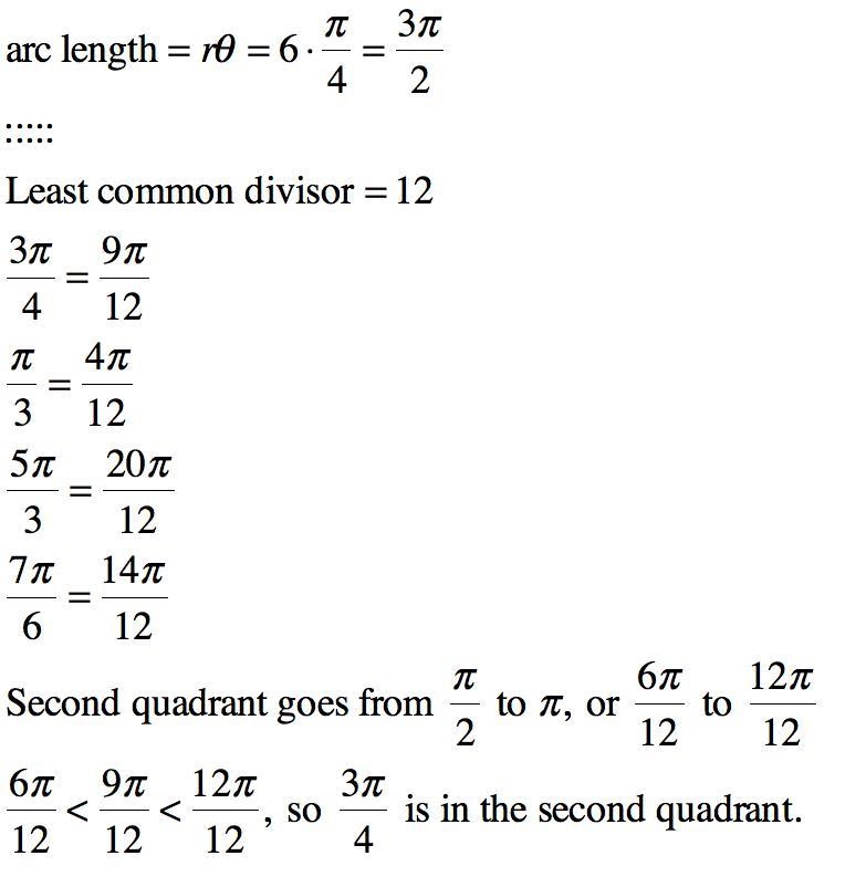 13. Find the arc length with the given information . centralangle = pi/4, radius = 6 14. Which-example-1