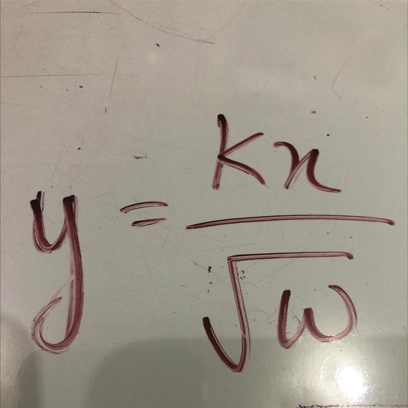 Y varies directly as x and inversely as the square root of w; write the sentence as-example-1