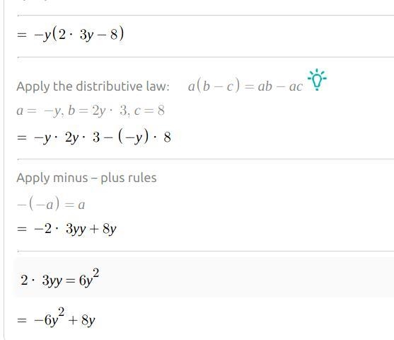 Find the product. - y(2y 3 - 8)-example-1