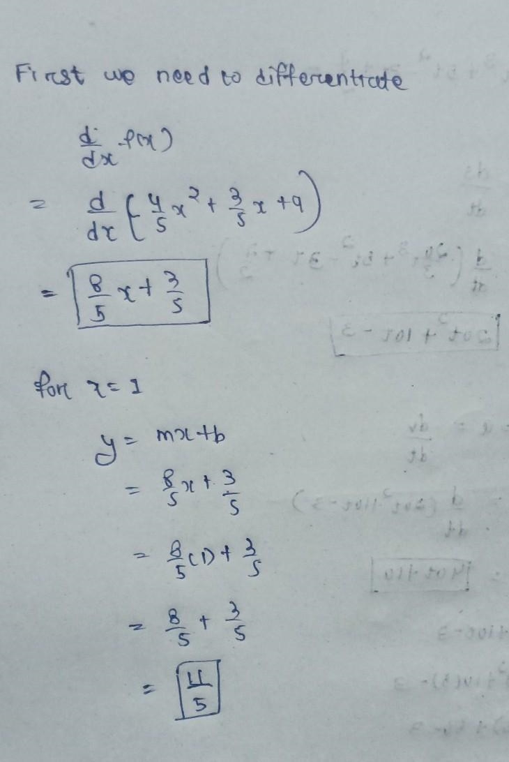 Derivative Applications: Exercise "Equation of the slope of the tangent line-example-1