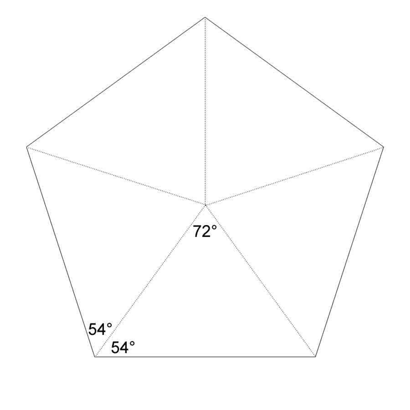 12. What is the sum of the interior angles for a pentagon? (1 point) 900 540° 720° 108°-example-1