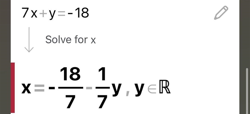 For the equation, complete the solution. 7x + y = −18-example-1