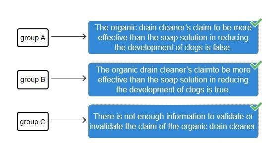 Drag each tile to the correct box. The creators of a new organic drain cleaner claim-example-1