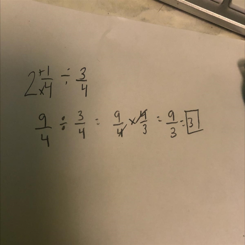 2 1/4 divided by 3/4-example-1