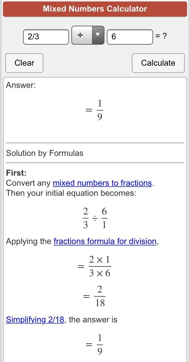 2/3 divided by 6 is?​-example-1