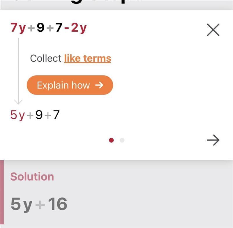 Simplify the expression: 7y+9+7–2y-example-1