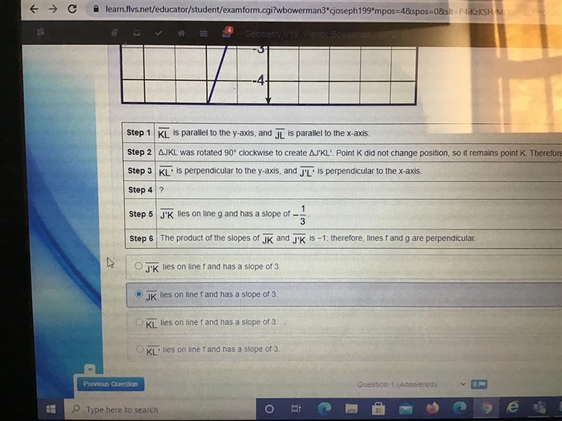 PLEASE HELP Which statement completes step 5 of the proof? Step 1 segment KL is parallel-example-1