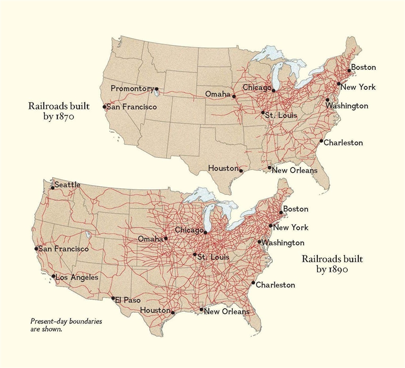 According to this map of railroads in 1890, what part of country were most railways-example-1