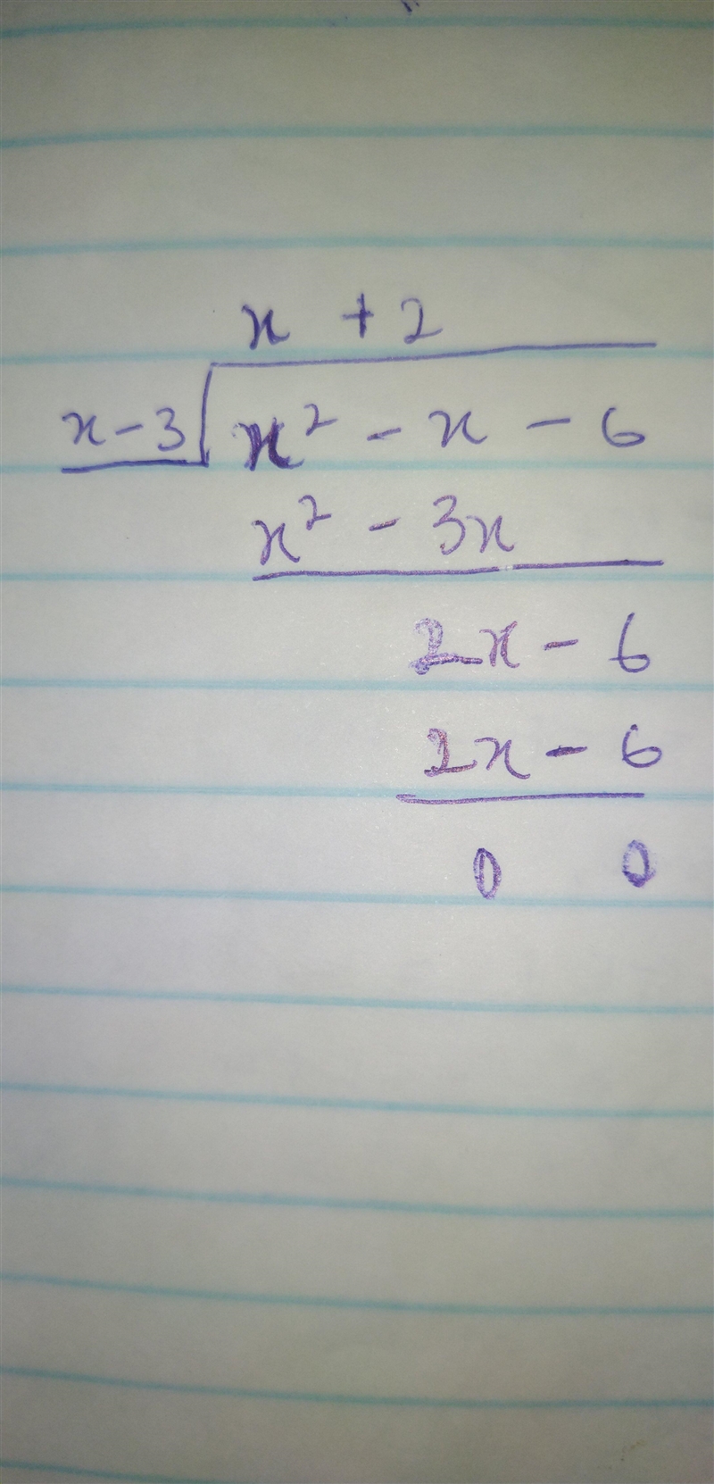 Divide by using long division. (x²-x-6) = (x-3)-example-1