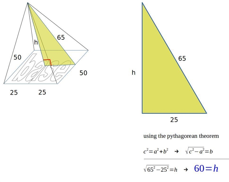 Find the volume of the following square pyramid.-example-1