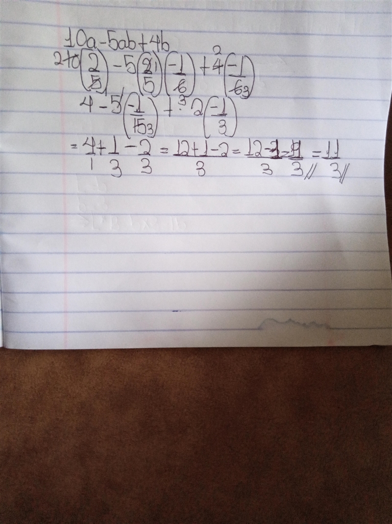 Simplify the expression below, if a=2/5 and b=-1/6. Leave your answer as a fraction-example-1